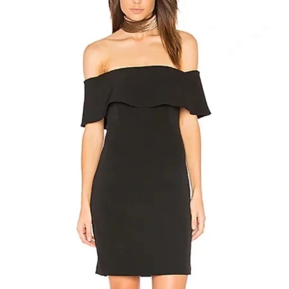 Bardot Off Shoulder Ruffle Dress in Black Size 10/Large - Picture 1 of 6